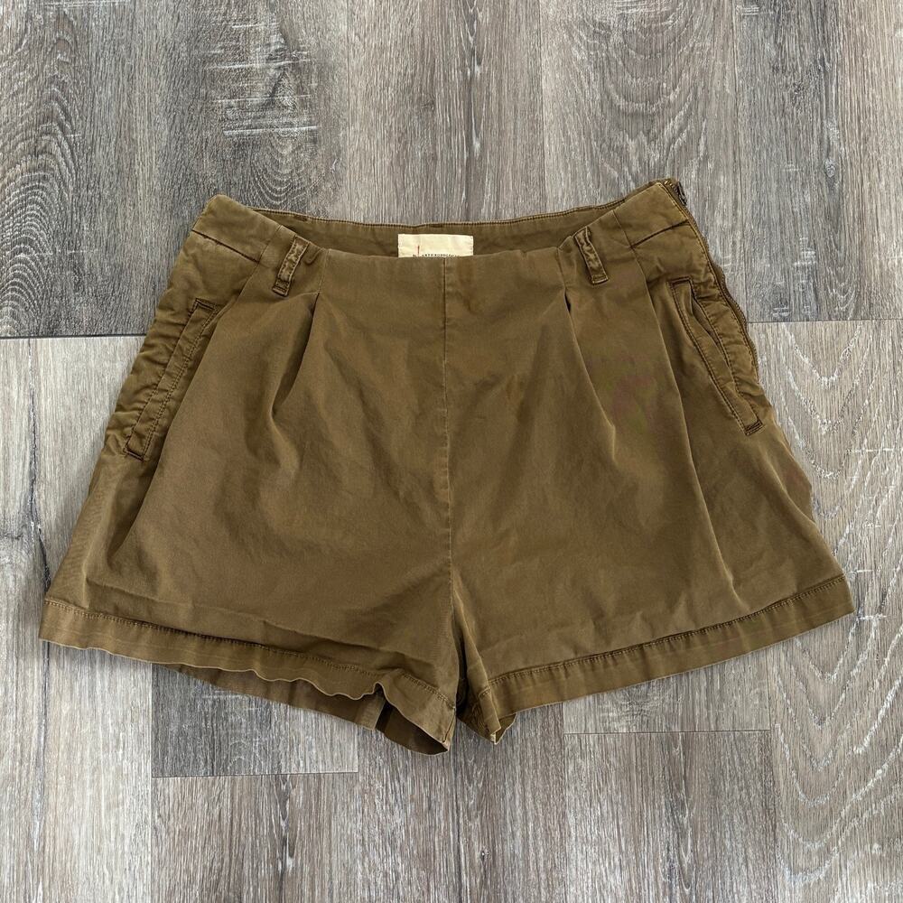 Anthropologie Kelyn Pleated City Shorts in Moss Green Brown - Size: 8